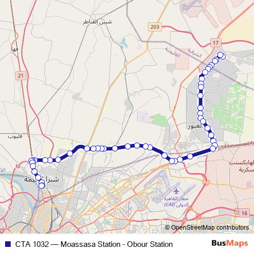 CTA 1032 bus Line Map