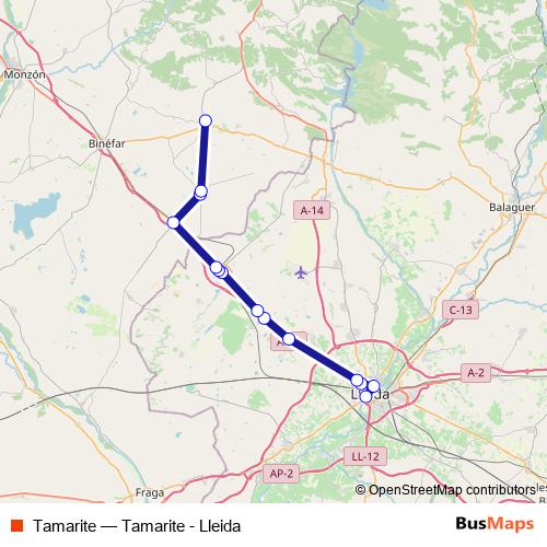 Tamarite bus Line Map