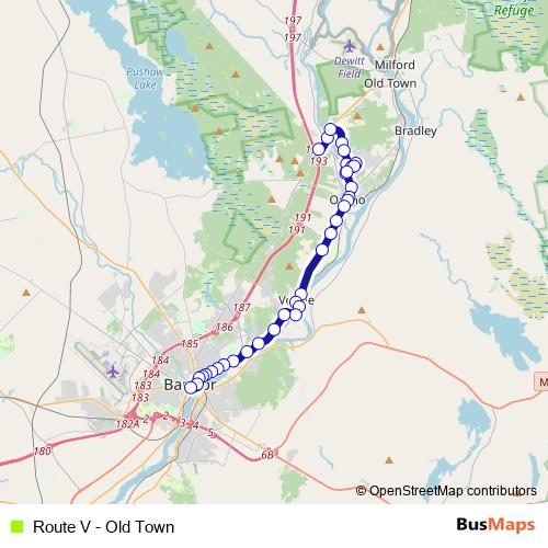 Route V - Old Town bus Line Map