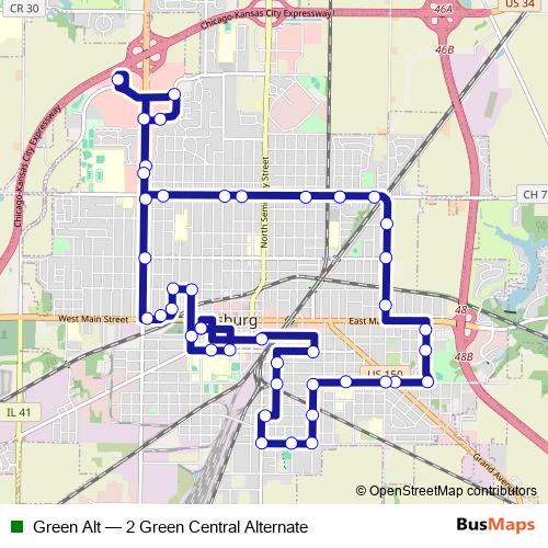 Green Alt bus Line Map