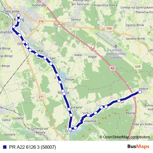 PR A22 6126 3 (58007) bus Line Map