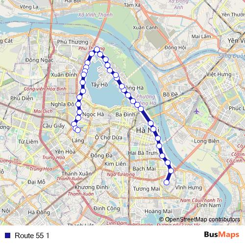 Route 55 1 bus Line Map