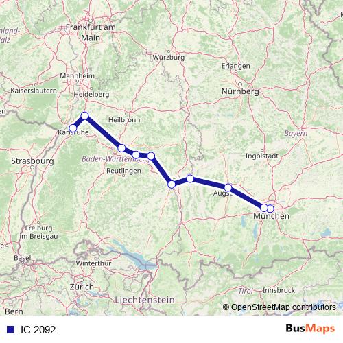 IC 2092 rail Line Map