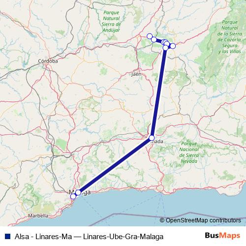 Alsa - Linares-Ma bus Line Map