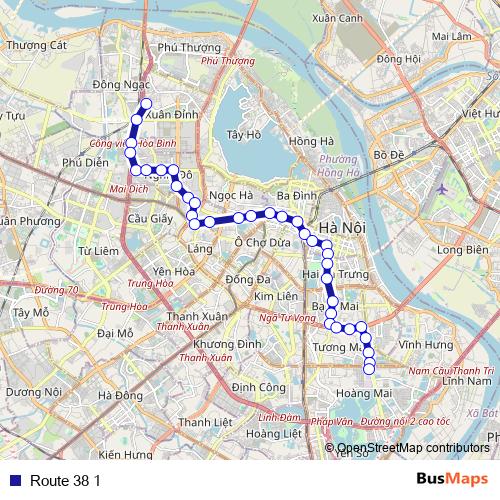 Route 38 1 bus Line Map