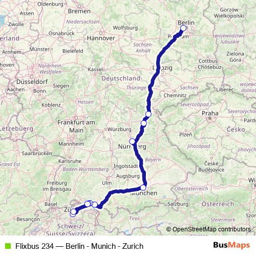 Flixbus 234 bus Line Map
