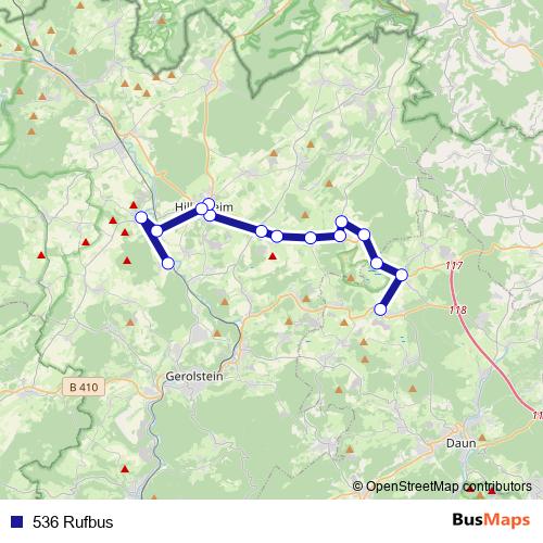 536 Rufbus bus Line Map