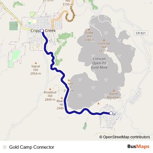 Gold Camp Connector bus Line Map