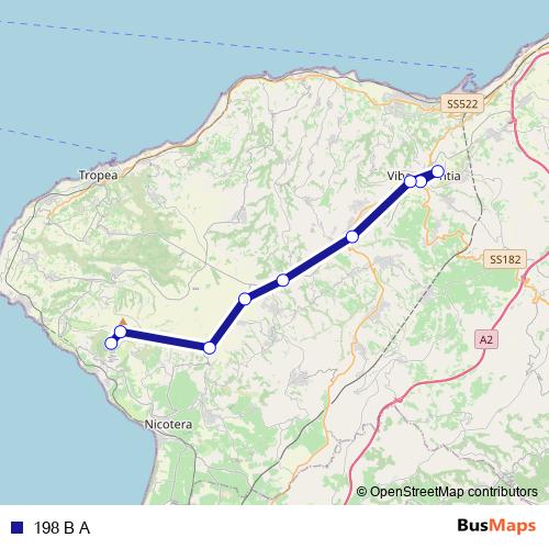 198 B A bus Line Map