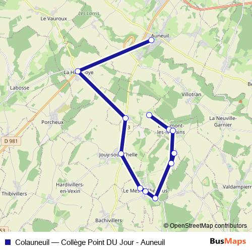 Colauneuil bus Line Map