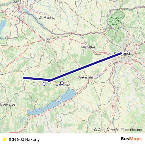 ICB 900 Bakony bus Line Map