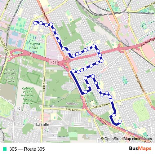 305 bus Line Map