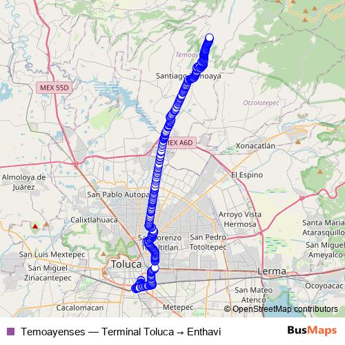 Temoayenses bus Line Map