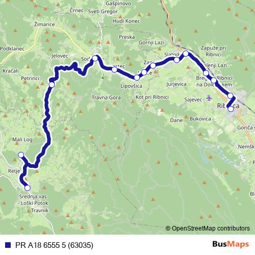 PR A18 6555 5 (63035) bus Line Map