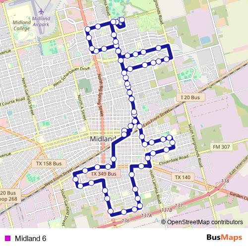 Midland 6 bus Line Map