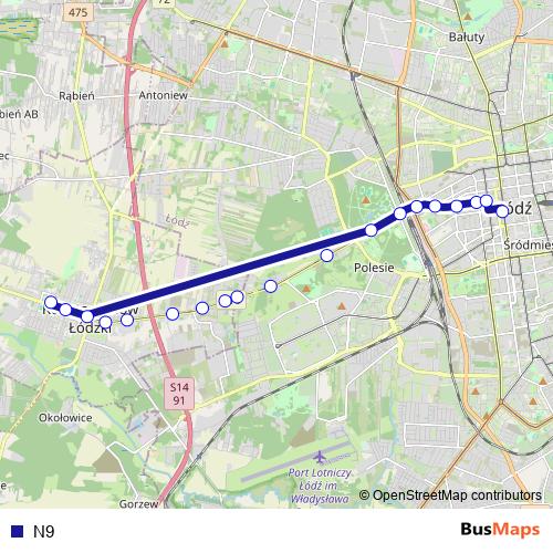 N9 bus Line Map