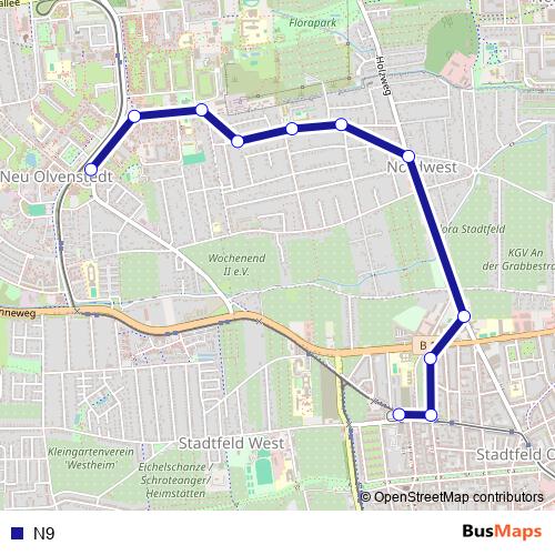 N9 bus Line Map