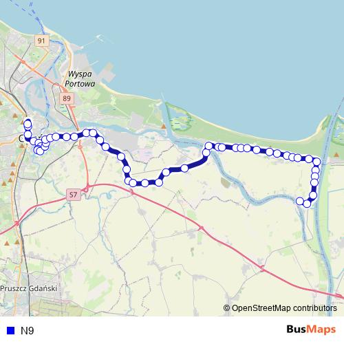 N9 bus Line Map