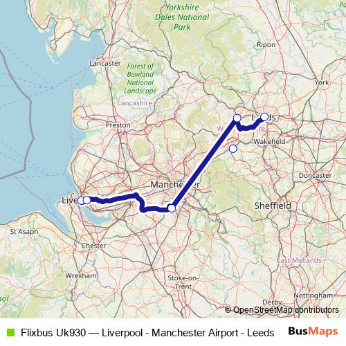 Flixbus Uk930 bus Line Map