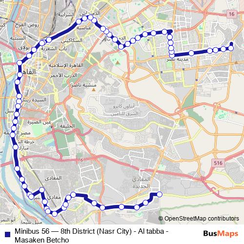 Minibus 56 bus Line Map