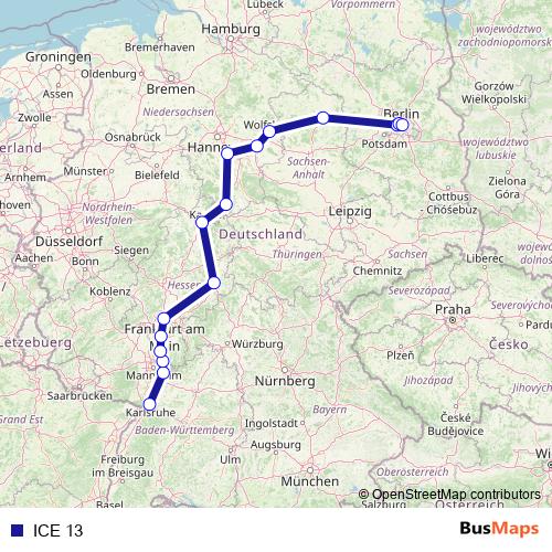 ICE 13 rail Line Map