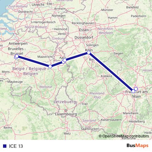 ICE 13 rail Line Map