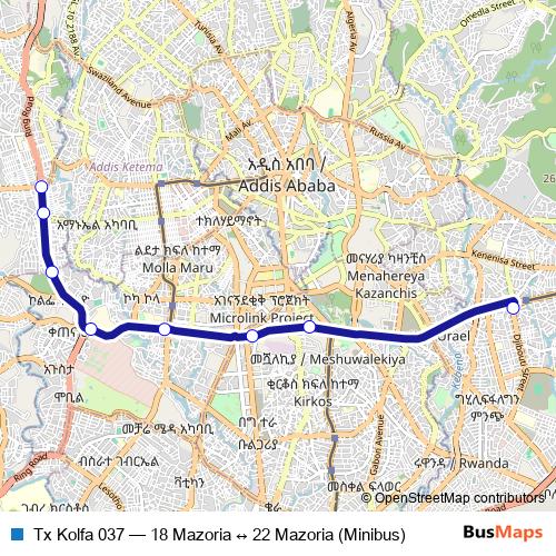 Tx Kolfa 037 bus Line Map