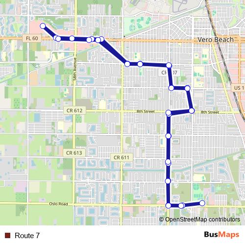 Route 7 bus Line Map