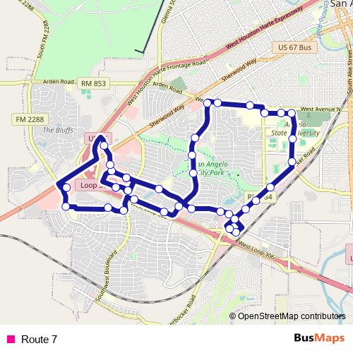 Route 7 bus Line Map