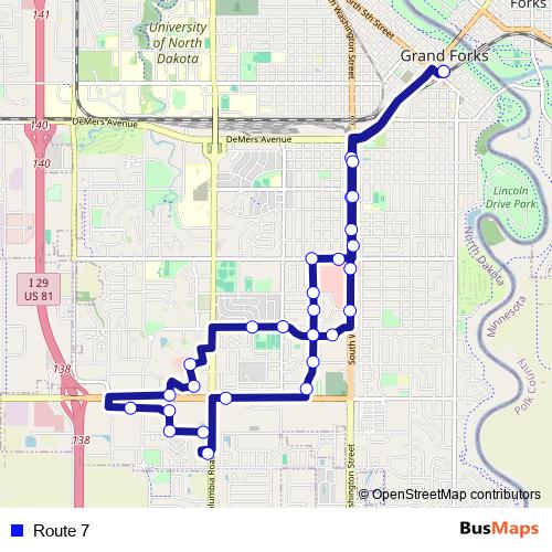 Route 7 bus Line Map
