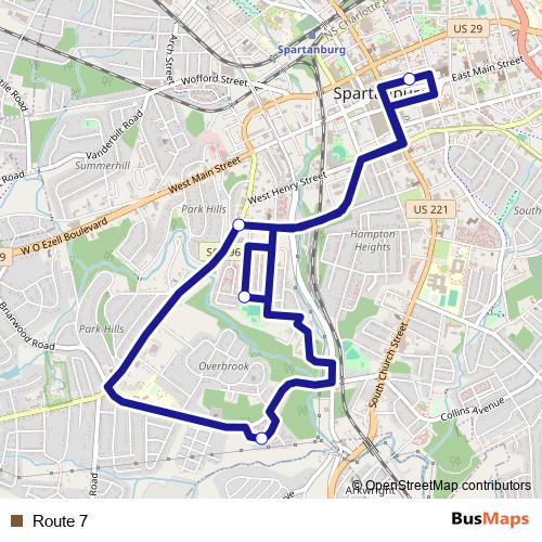 Route 7 bus Line Map