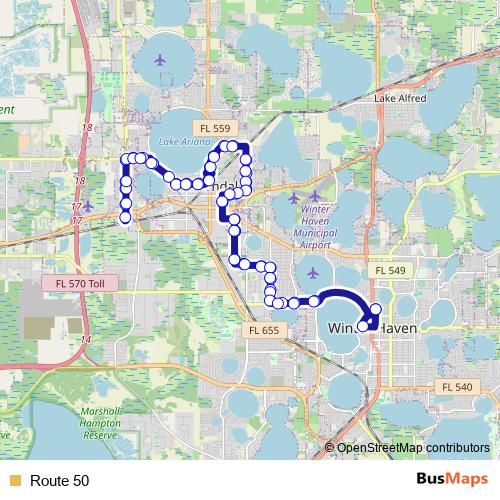 Route 50 bus Line Map