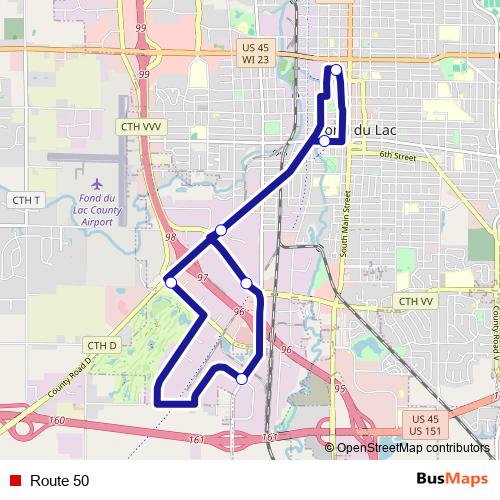Route 50 bus Line Map