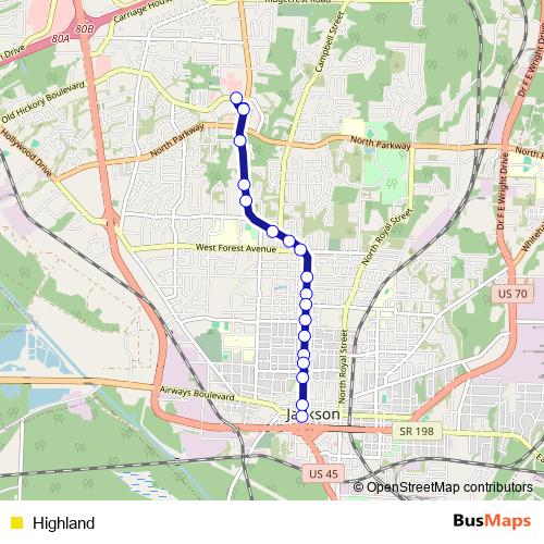 Highland bus Line Map