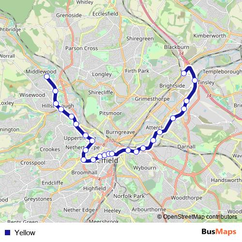 Yellow tram Line Map