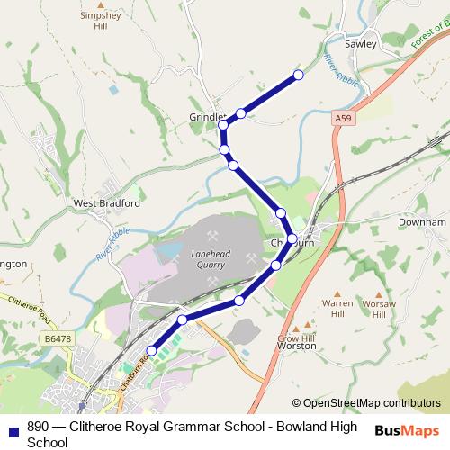 890 bus Line Map