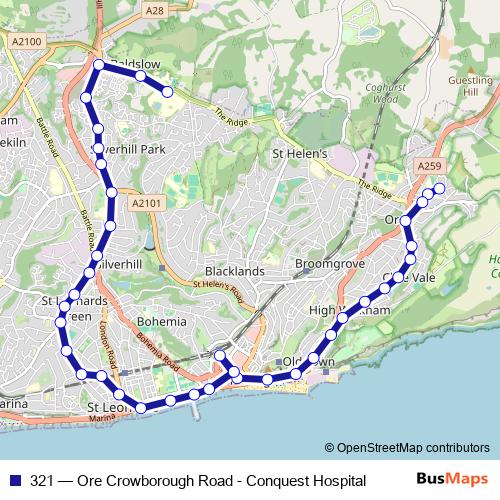 321 bus Line Map