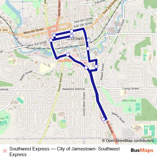 Southwest Express bus Line Map