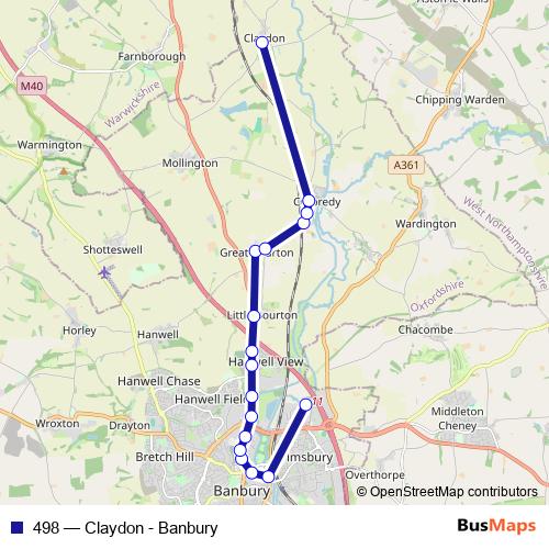 498 bus Line Map