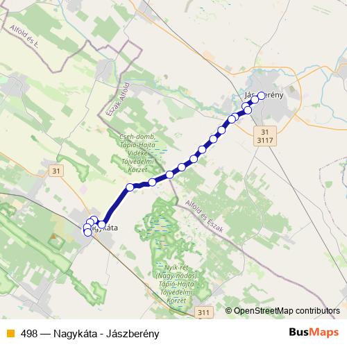 498 bus Line Map