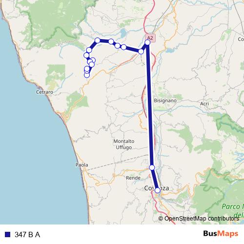 347 B A bus Line Map