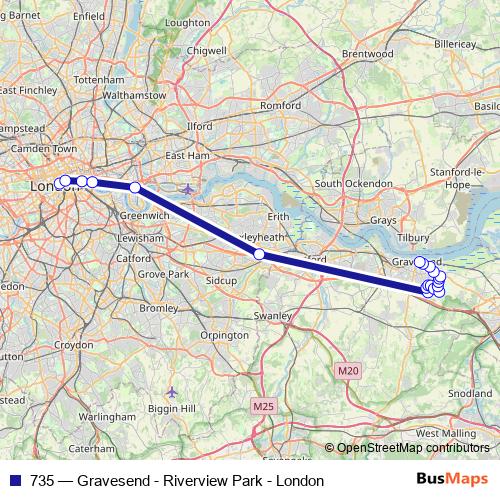735 bus Line Map