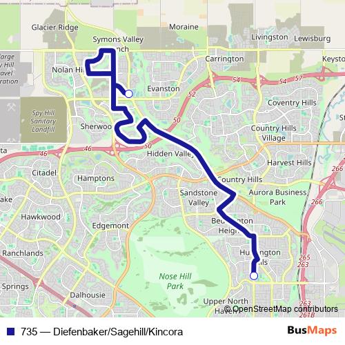 735 bus Line Map