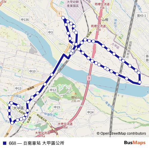 668 bus Line Map