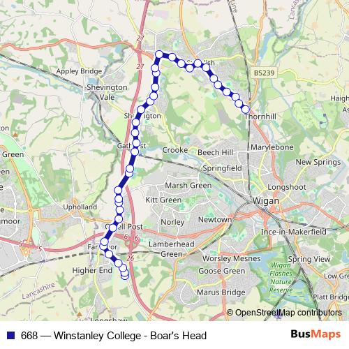 668 bus Line Map