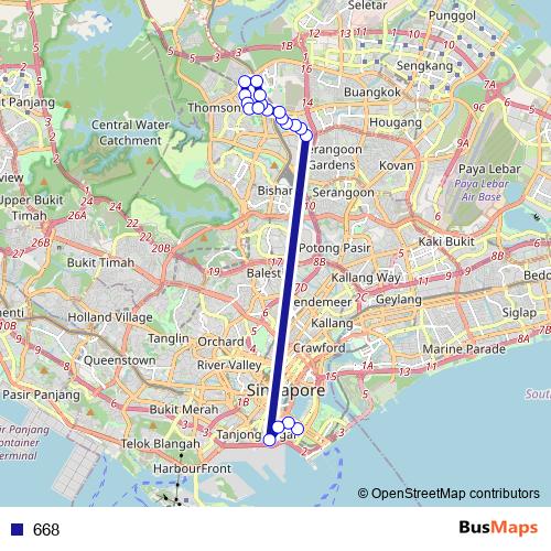 668 bus Line Map
