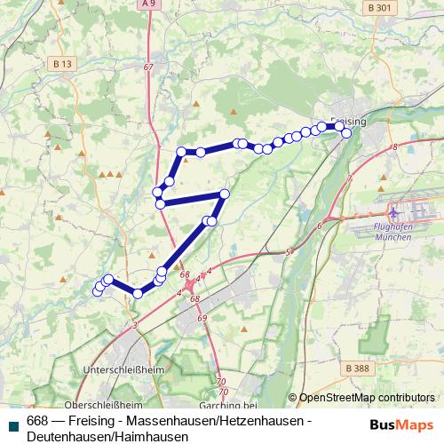 668 bus Line Map