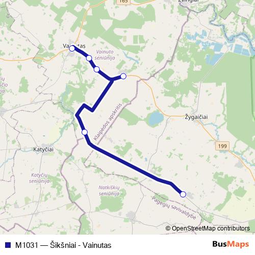 M1031 bus Line Map