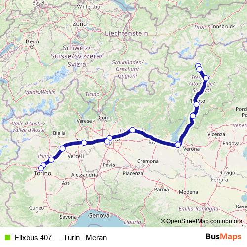 Flixbus 407 bus Line Map
