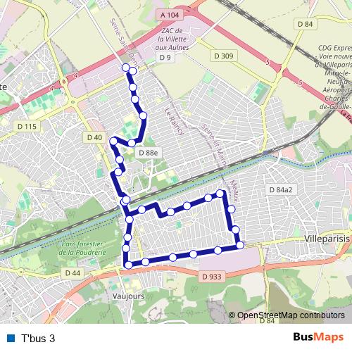 T'bus 3 bus Line Map